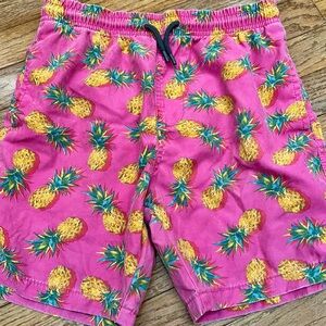 Ingear Swim Pink Tropical Pineapple Print Swim Trunks 12/14